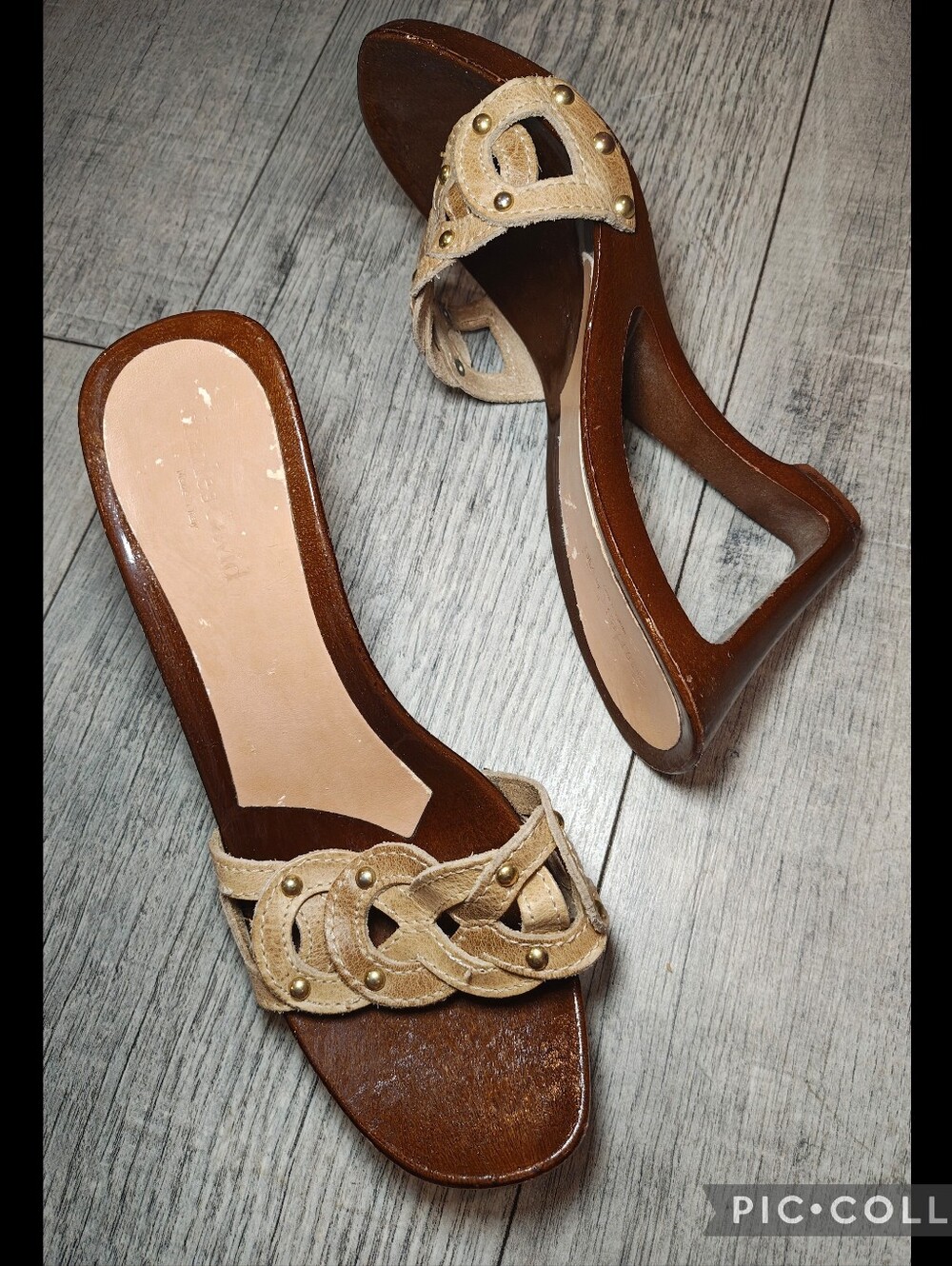 🤎Vtg. Charles David Architectural Cutout Wood Wedges🤎